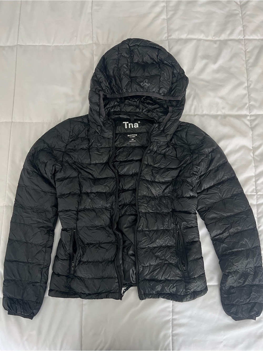 Black TNA Botanie Puffer Jacket, XS
